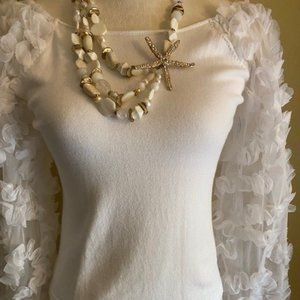 Classy White Ruffled Sleeve Blouse